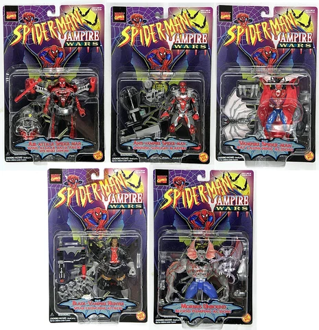 TOY BIZ  1996 Marvel Spider Man Vampire Wars Blade Hunter Morbius set of 5 rare Cover