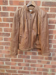 Rocha JohnRocha Brown Leather Jacket UK 18 FR 46 D 44 - Picture 1 of 10