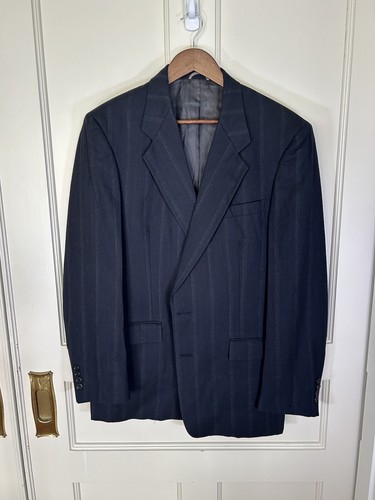 Cappotto blazer uomo Christian Dior Monsieur a righe blu navy 100% lana taglia 42 L