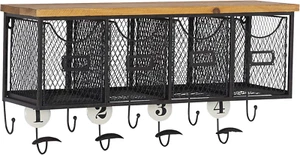 4-Basket Wall Organizer, 23.5" L X 7.25" W X 12.4" H, Brown, Black - Picture 1 of 12
