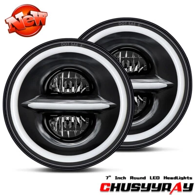 Fit Dodge D100 D200 D300 Pickup 7inch Round LED Headlights Hi/Lo Sealed Beam 2x - Image 1 of 4