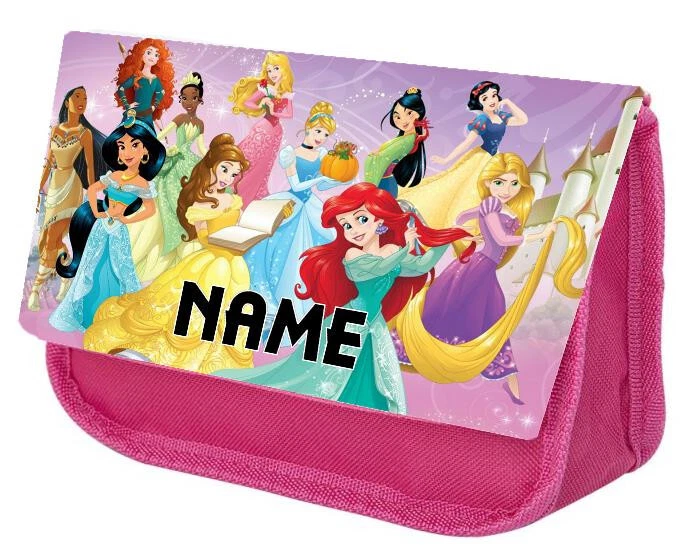 PERSONALISED (Custom) Pink DISNEY PRINCESS Pencil Case Bag - School Kids Gift - Image 1 of 2