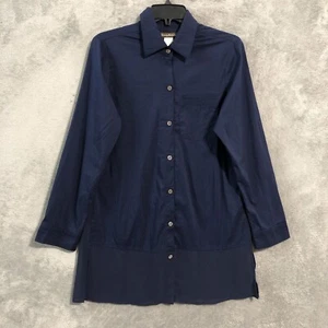 Tommy Bahama Womens Small Beach Top Blue Cover Up Shirt Cotton Blend Mesh Panel - Picture 1 of 12