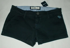 ABERCROMBIE KIDS GIRLS SHORTS SIZE 14 NAVY COTTON SHORTS MOOSE LOGO NEW - Picture 1 of 3