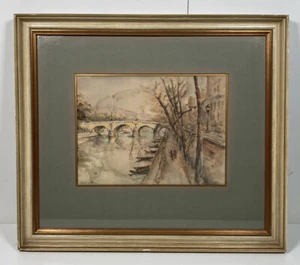 Beautiful French Watercolor Painting of Paris by Jean Du Port - Picture 1 of 11