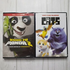 Kung Fu Panda 2 and Cats DVD Paws-itively Hilarious Lot of 2 Animated Kids Movie - Imagen 1 de 5