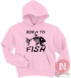 Born to fish Hoodie kids top Hoody funny fishing angling angler teen - Picture 1 of 11