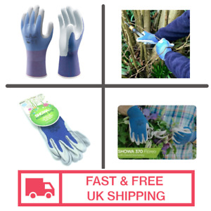 Showa 370 Blue Lightweight Gardening Gloves Grippy Breathable - 1 Pair 