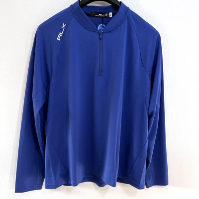 RLX Ralph Lauren Slim Fit Performance Mens Large Navy Pique 1/4 Zip Pullover - Image 1 of 4