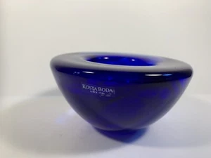 VINTAGE RARE Kosta Boda Blue Cobalt Candle Holder/ashtray - Picture 1 of 7
