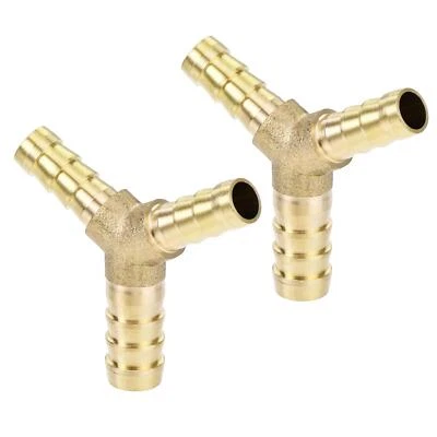 Reducing Barb Hose Fitting Y Shape Connector Brass 3/8" x 5/16" x 5/16" 2Pcs - Image 1 of 4