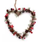 Heart Shaped Wreath Christmas Decoration - Frosted Berries / Pine Cone
