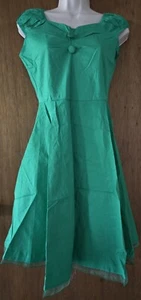 Zestway Medium 1950s Retro Cocktail Party Flare Swing Dress Green Cap Sleeve - Picture 1 of 7