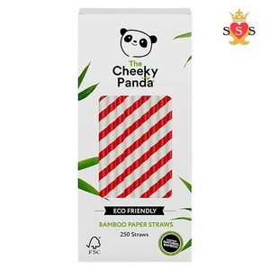 The Cheeky Panda Bamboo Paper Straws | 250 Coloured Drinking Straws with Red Str - Picture 1 of 1