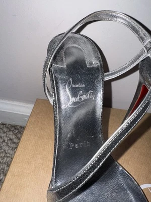 Christian Louboutin Rosalie 100 Heels – Size 38.5 – Silver – Excellent Condition - Image 1 of 4