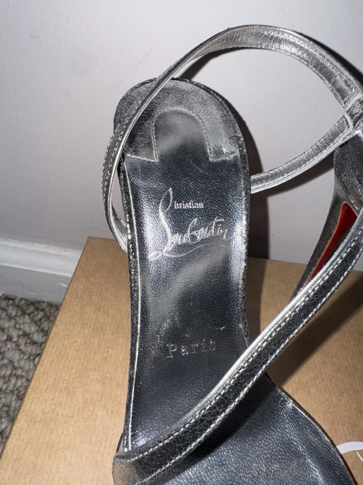 Christian Louboutin Rosalie 100 Heels – Size 38.5 – Silver – Excellent Condition - Image 1 of 4