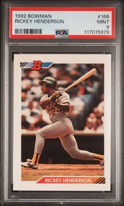 1992 BOWMAN #166 RICKEY HENDERSON ATHLETICS Graded PSA 9 *MINT* - Picture 1 of 2