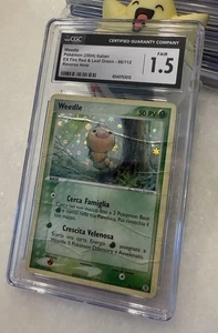 🔥POP 1🐛 CGC 1.5 ITALIANO Weedle Fuoco Rosso Foglia Verde Reverse Holo Carta Pokemon - Foto 1 di 2