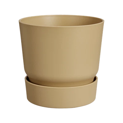 ELHO GROUP Greenville Round 40cm Golden Sand Large Plant Pot Eco Friendly Indoor Outdoor