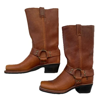 Frye Harness 12R Motorcycle Cowboy Boots Womens 6.5 Camel Brown Leather Cognac - Image 1 of 4