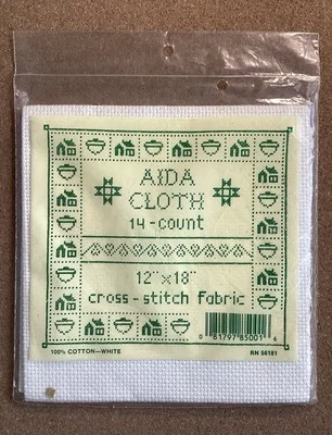 New Sealed AIDA Cloth Cotton Cross Stitch Fabric 14 Ct 12" X 18" WHITE - Image 1 of 2