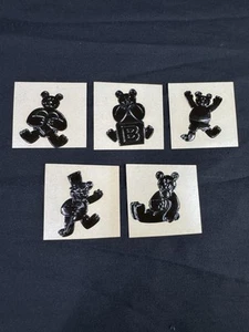 Vintage RARE 80’s (Mystiks?) Oily (BLACK) Stickers Lot X5 Bear Themed Stickers - Picture 1 of 7