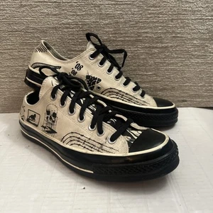 Converse By You All Star Chuck Taylor Low Top Mn 10 Wn 12 Skull Barbed Wire '08 - Picture 1 of 12