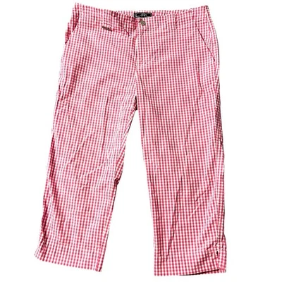 Lauren Active Ralph Lauren Capri Pants Women 10 Pink Gingham Check Stretch Golf - Image 1 of 4