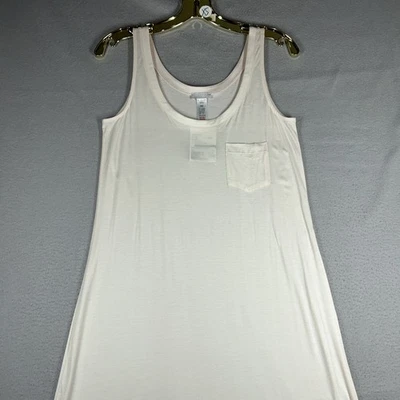 Hanro Cotton Deluxe Sleep Sleeveless Gown Women’s XS 2/4 Pocket Pink 53” Long - Image 1 of 4