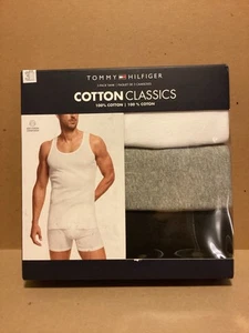 Tommy Hilfiger 3 Pack Men’s Cotton White Black Gray Tank Size XL New In Box. - Picture 1 of 4