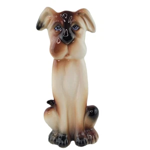 Vintage Keramik Hund Figur braun hellbraun schwarz Welpe Vase Sammlerstück Deko - Bild 1 von 12