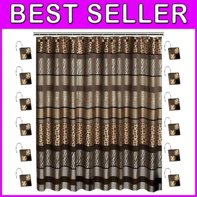 Safari Stripes 13pc Shower Curtain & Hook Collection - Image 1 of 4