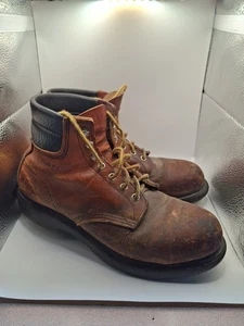 Mens Red Wing ANSI Z41 PT91 MI/75 C/75 Brown Leather Steel Toe BOOTS 7.5EE - Picture 1 of 11