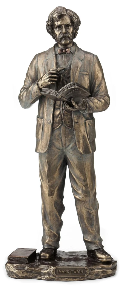 Veronese Design Metallic Bronze Finished Mark Twain Statue