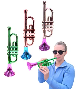 Metallic Plastic Trumpets (13 Inch) Noisemaker Music Toys for Kids Instruments N - Picture 1 of 9
