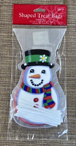 Holiday Snowman Shaped Treat Bags 20 Cello Bags with Twist Ties 5 in. x 9 in. - Picture 1 of 4