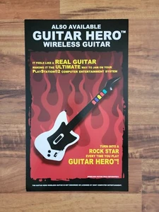 Letrero de exhibición de tienda de videojuegos Guitar Hero 2005 12x20 Sony PlayStation PS2 - Imagen 1 de 3