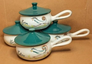 4x Denby Stoneware 'Flair' Individual Casserole Dishes & Lids - Rooster & Hare - Foto 1 di 21