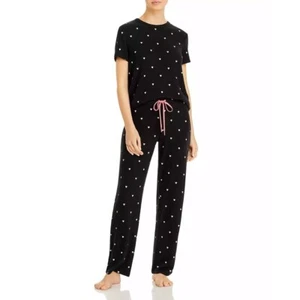 Aqua Womens Drawstring Short Sleeve Pajama Loungewear Set Size S Heart Slate NWT - Picture 1 of 3