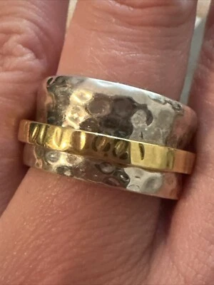 DESIGNER SILPADA 925 STERLING SILVER HAMMERED SPINNER RING - Image 1 of 4