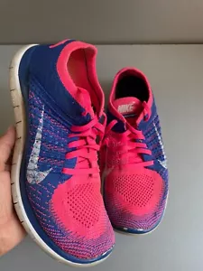 Nike Free 4.0 Flyknit Damen-Laufschuhe blau pink UK 6,5 EUR 40,5 - Bild 1 von 16