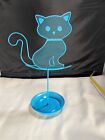 Turquoise Metal Cat Jewelry Organizer Earring Hanger 13 Inches Tall