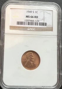 1949-S Wheat Reverse Lincoln Cent 1C NGC MS66RD - Picture 1 of 3