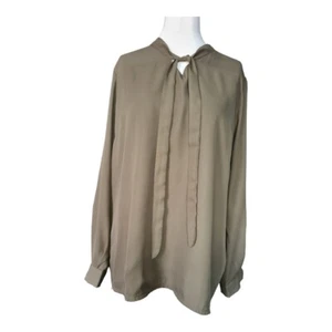 Unbranded Womens Blouse Size UK XL Hunter/fern Green Tie Neck - Picture 1 of 3