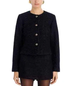 Aqua L15706 Womens Black Tweed Round Neckline Jacket Size XXL - Picture 1 of 5