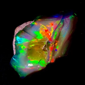 fire Opal, Black natural opal Gemstone raw, Ethiopian opal rough 18 Ct 24x15 mm - Picture 1 of 12