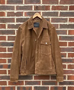 AllSaints Mens ASHBROOK Suede Leather Trucker Jacket XL Biker All saints B103 - Picture 1 of 11