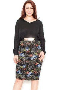 Vestido Vaina Blue Bell Damas Mujeres Cuello en V Manga Larga Negro Floral Talla XL - Imagen 1 de 6