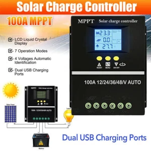 100A MPPT Solar Charge Controller 12V 24V 36V 48V PV Battery Regulator Dual USB - Picture 1 of 14