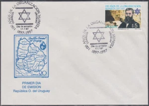 URUGUAY Sc # 1673 FDC 100th ANN ZIONIST ORGANIZATION w/PORTRAIT of THEODOR HERZL - Picture 1 of 1